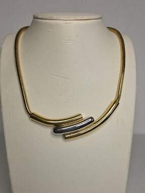 Givenchy Two-Tone Gold & Silver Curved Tube Necklace - Women Jewelry 15.75"